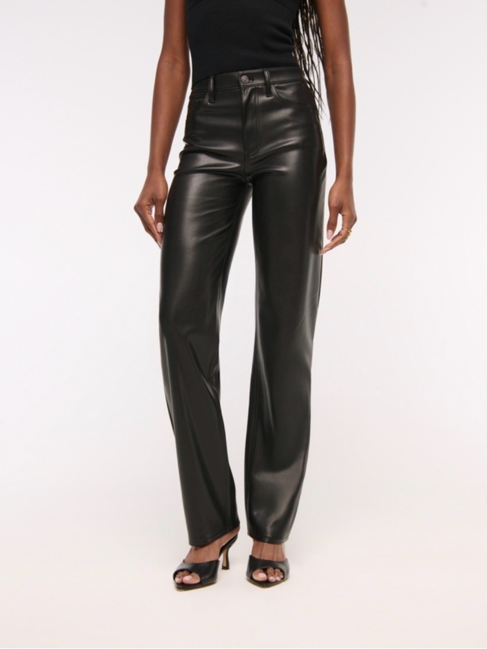 Abercrombie & Fitch Black Vegan Leather High-Rise Pants